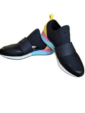 Aldo Men's Black Slip-On Sneakers with Yellow, Pink & Blue Accents